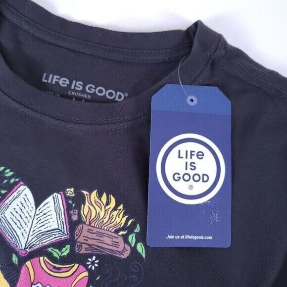 Life is Good NWT Mens Black Crusher Tee T-Shirt Size M Home Cozy Heart - Picture 7 of 10